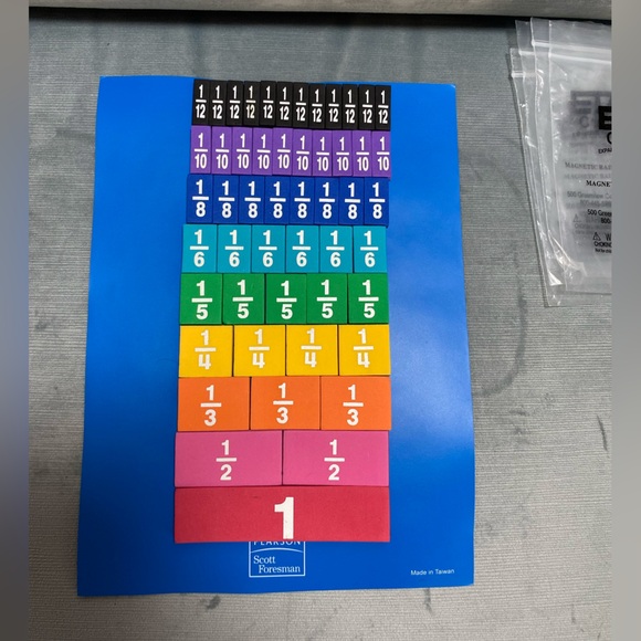 Magnetic rainbow fraction tiles on board, multiple colors, 52 pieces,7.5x10.25  - Picture 7 of 10